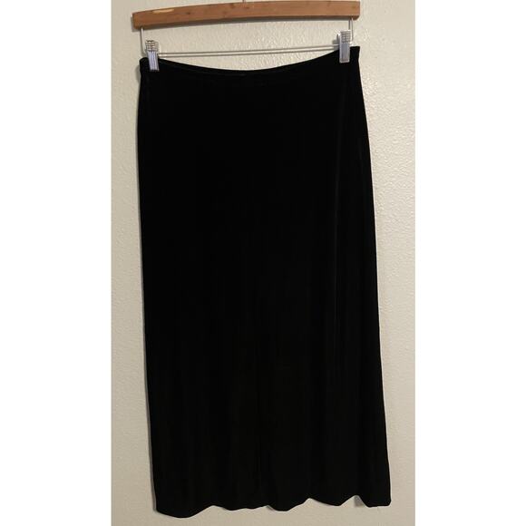 Vintage Womens Maxi Skirt Size Medium Black Velvet Pull On Witchy Whimsigoth 90s - Picture 2 of 8